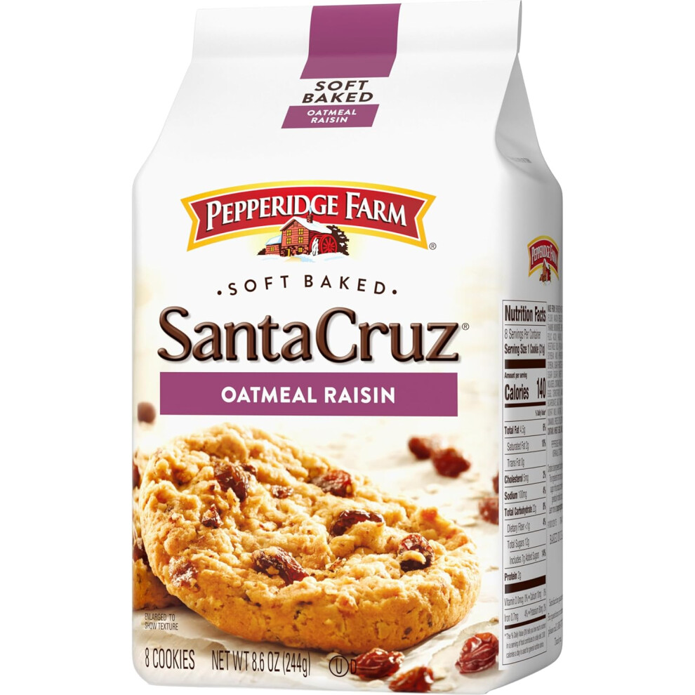 Pepperidge Farm Soft Baked Santa Cruz Oatmeal Raisin Cookies - 8.6 Oz, Chewy & Flavorful