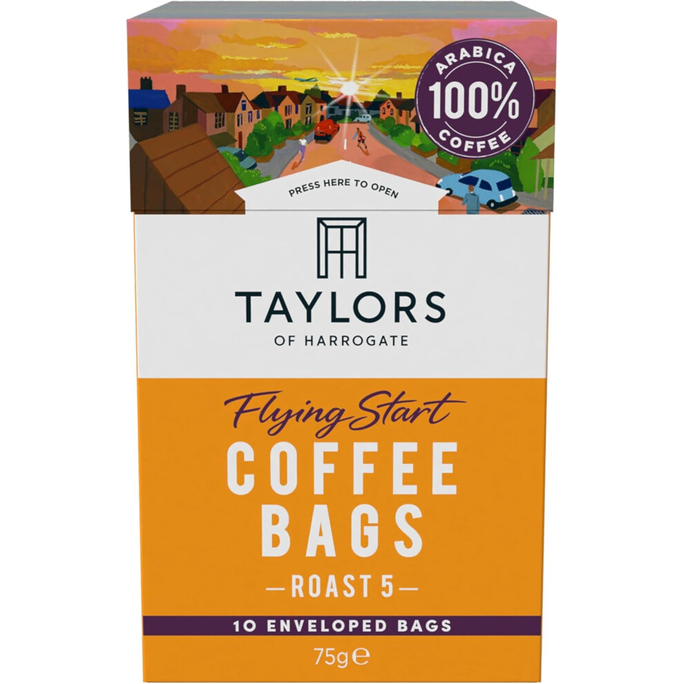 Taylors Of Harrogatee Dark Taylors Of Harrogate Flying Start Coffee Bags, 3 Boxes Of 10 (Total 30 Bags)