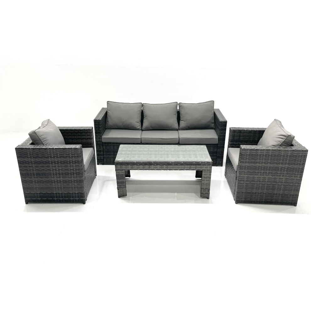 Fimous Unisex Dark Grey Rattan Garden Furniture Set Outdoor Lounger Sofa With Coffee Table Armchair Mixed Size 2 - Image 2