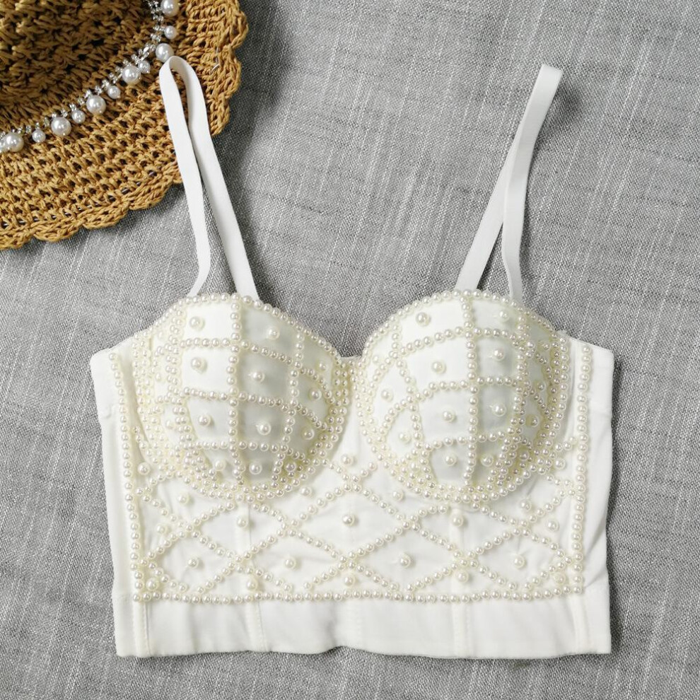 (white, XL) Corset Gothic Sexy Camisole Top Women Fashion Slim Crop Top Woman Party Temperament Camisole Tube Top