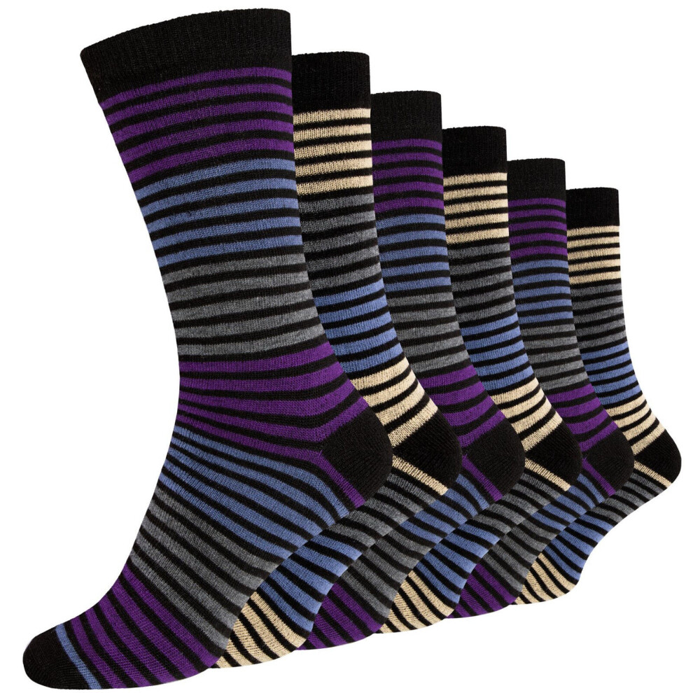 (Men Stripe, one size) 12 Pairs Of Men's Socks Designer Cotton Rich Casual Work Dress Socks, Size 6-11-image-OPC-PFT29MW-NEW