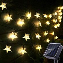 (Warm White) 7M 50 Led Solar Powered String Light Star 8 Models Waterproof Outdoor Led Strip Lights For Garden, Patio, Festival, Wedding, Party
