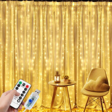 (Warm White, 3M*2M) Usb Curtain String Lights 8 Modes, Remote Control Waterproof For Window Decoration, Christmas, Wedding, Birthday