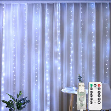 (Cold White, 3M*1M) Usb Curtain String Lights 8 Modes, Remote Control Waterproof For Window Decoration, Christmas, Wedding, Birthday