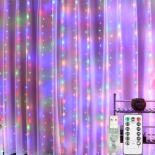 (Colorful Light, 3M*1M) Usb Curtain String Lights 8 Modes, Remote Control Waterproof For Window Decoration, Christmas, Wedding, Birthday