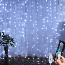 (Cold White, 3M*2M) Usb Curtain String Lights 8 Modes, Remote Control Waterproof For Window Decoration, Christmas, Wedding, Birthday