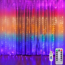 (Colorful Light, 3M*1M) Usb Curtain String Lights 8 Lighting Modes, With Hooks ,Remote Control Waterproof For Window, Christmas, Wedding, Birthday,