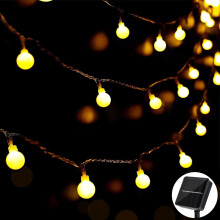 Solar String Lights Outdoor, 8M/60 Led 8 Modes, Waterproof Light Strip For Garden, Balcony, Party, Christmas, (Warm White)