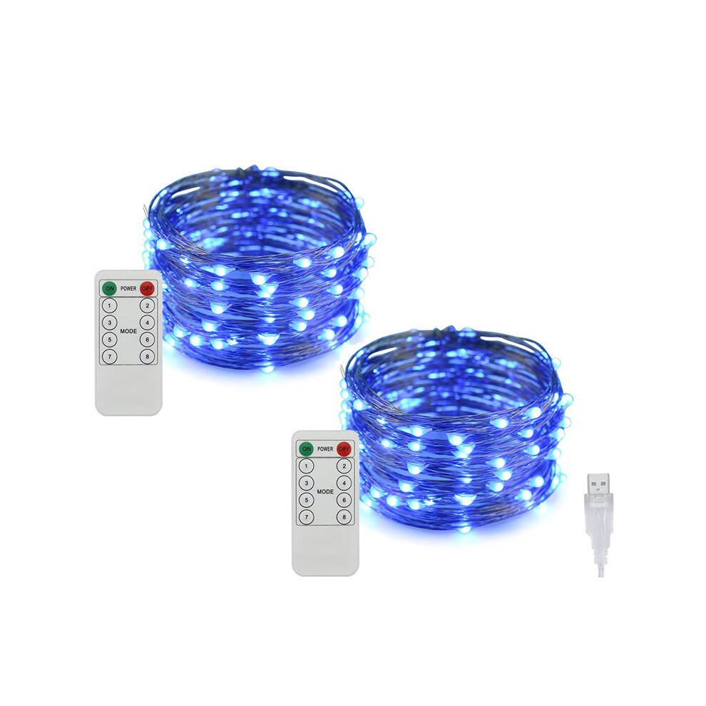 (Blue, 2PCS) Usb String Lights (10M 100*Led) String Lights Remote Control Waterproof Light Strips 8 Modes For Garden Balcony Party Wedding-image-OPC-PFT2BKW-NEW