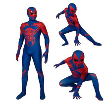(120cm) New 2099 Spider Man Miles Spiderverse Miguel O'hara Blue Boys Cosplay Costume