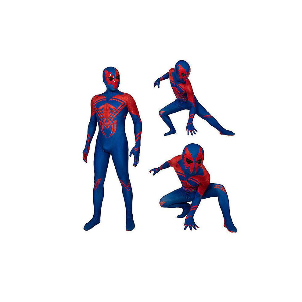 (170Cm) New 2099 Spider Man Miles Spiderverse Miguel O'hara Boys Cosplay Costume Blue