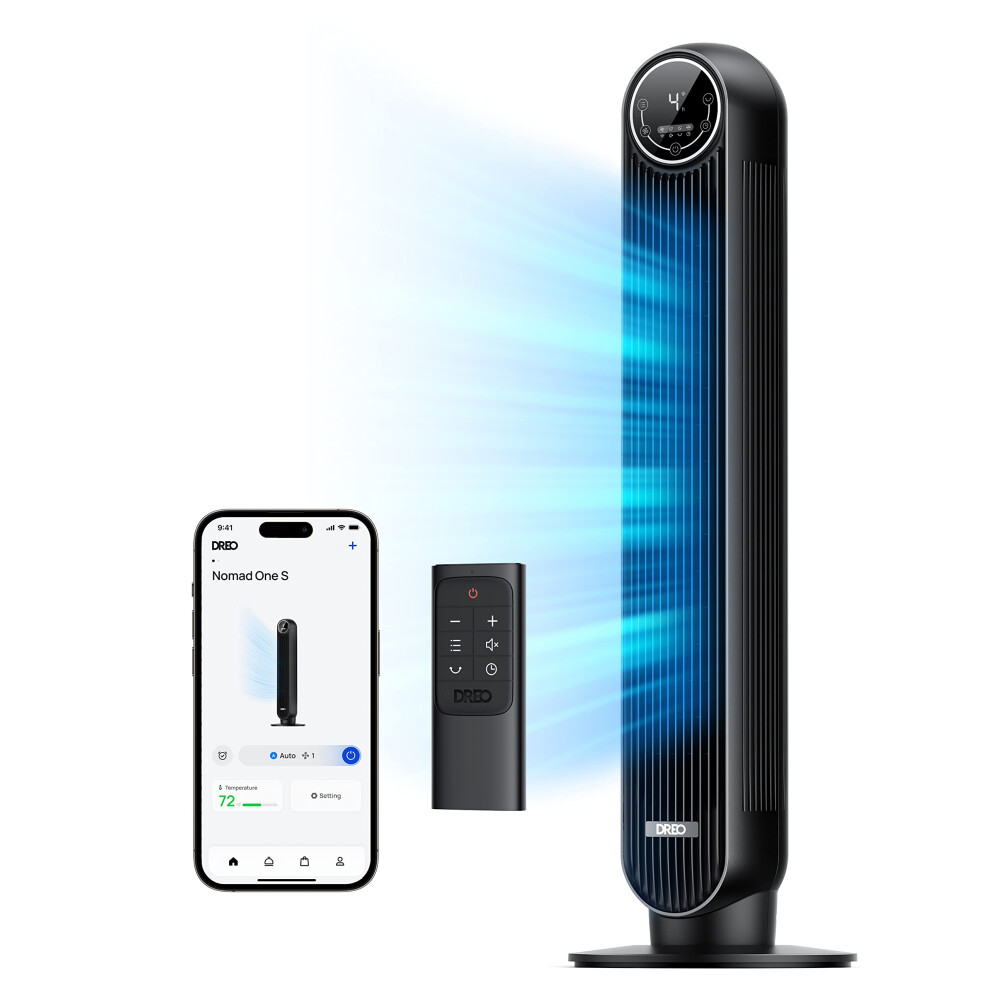 Dreo Tower Fan For Bedroom Smart Oscillating Quiet Floor Fans Standing Bladeless Fan With Remote And Wifi Voice Control 4 Modes 4 Speeds 8H Timer