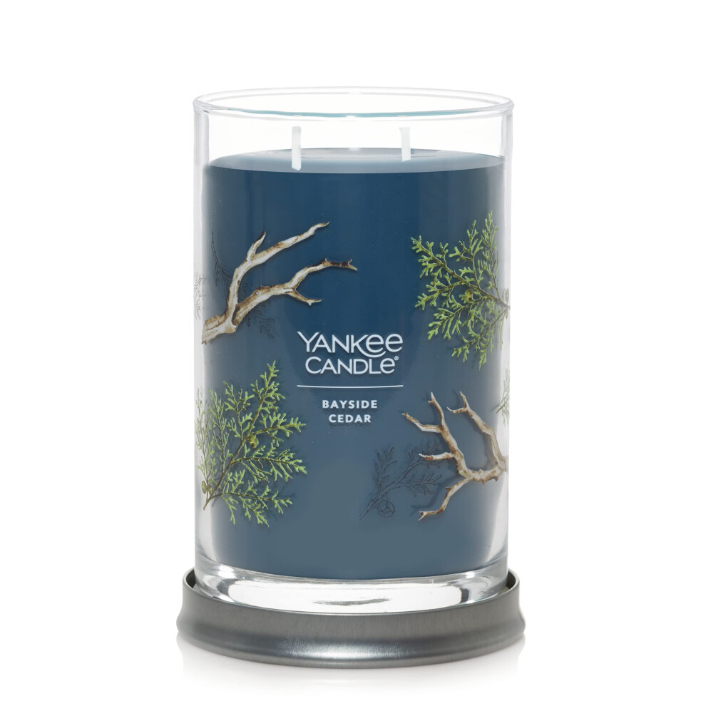 Yankee Candle Bayside Cedar Scented  Signature 20oz Large Tumbler 2-Wick Candle  Over 60 Hours of Burn Time