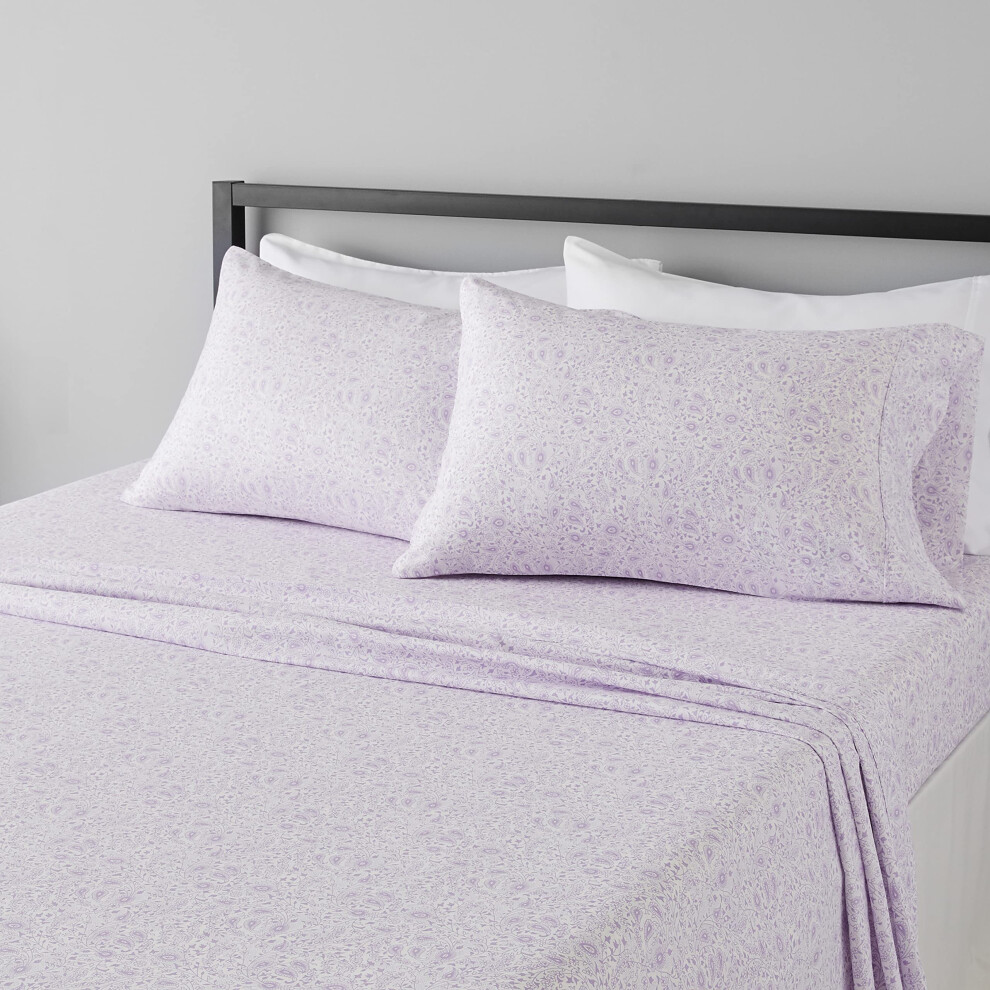 Amazon Basics Lightweight Super Soft Easy Care Microfiber Bed Sheet Set with 14-Inch Deep Pockets - Queen  Lavender Paisley