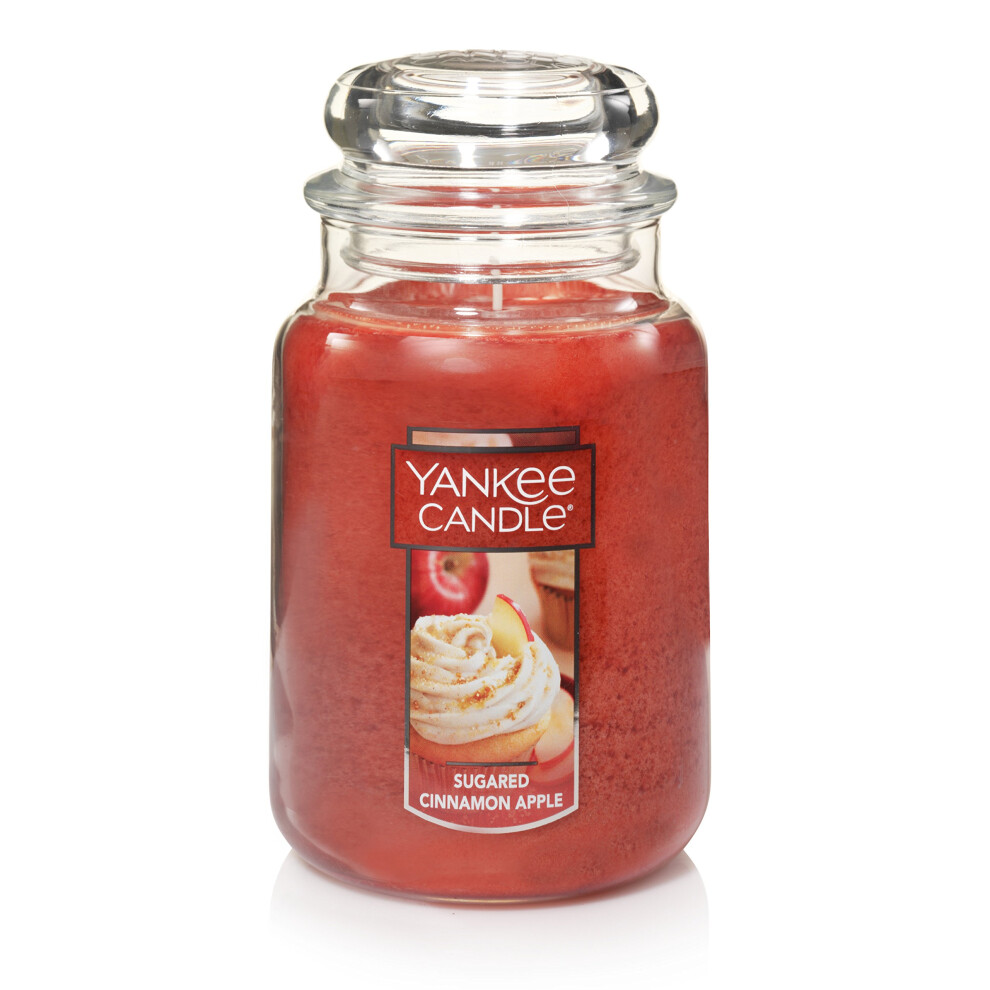 Yankee Candle Sugared Cinnamon Apple Scented  Classic 22oz Large Jar Single Wick Aromatherapy Candle  Over 110 Hours of Burn Time  Perfect for Fall an