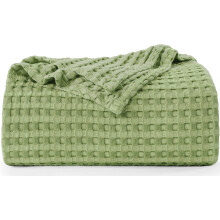 Utopia Bedding Cotton Waffle Blanket 300 GSM (Sage Green - 90x108 Inches) Soft Lightweight Breathable Bed Blanket King Size Layering Any Bed for All S