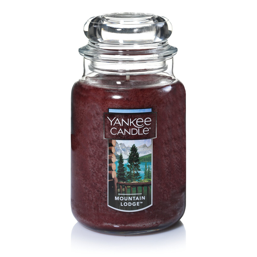 Yankee Candle Mountain Lodge Scented  Classic 22oz Large Jar Single Wick Aromatherapy Candle  Over 110 Hours of Burn Time  Apothecary Jar Fall Candle