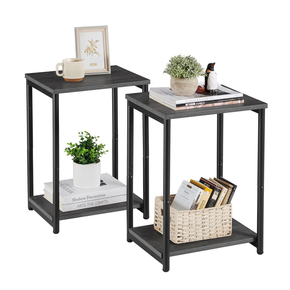 VASAGLE Side Tables Set of 2  Small End Table  Nightstand for Living Room  Bedroom  Office  Bathroom  Misty Gray and Classic Black ULET272B68