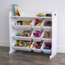 Humble Crew Toy Storage Organizer with Shelf and 9 Storage Bins White