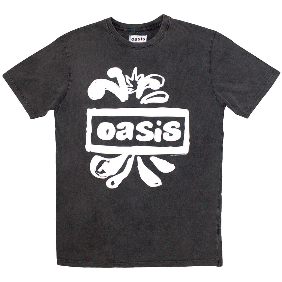 Oasis Band Logo Splat Stone Wash T Shirt