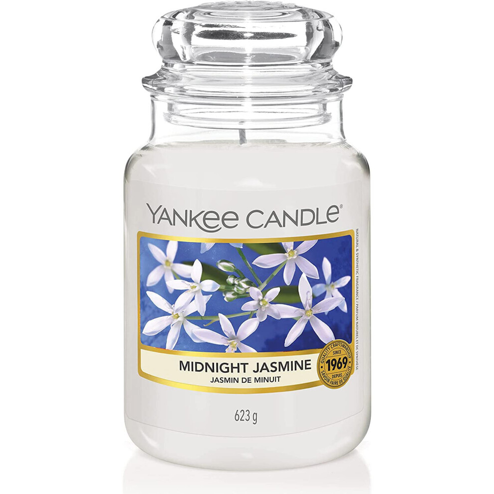 Yankee Candle Midnight Jasmine Scented  Classic 22oz Large Jar Single Wick Candle  Over 110 Hours of Burn Time