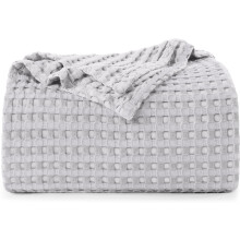 Utopia Bedding Cotton Waffle Blanket 300 GSM (Silver - 90x90 Inches) Soft Lightweight Breathable Bed Blanket Queen Size Layering Any Bed for All Seaso