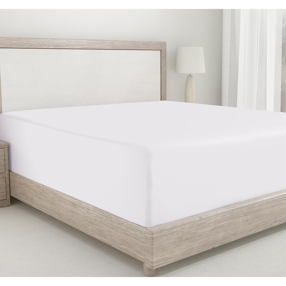 California Design Den Antikweiß-Spannbettlaken, Volle GrößE, Tiefe Taschen, Weich, Fadenzahl 400, 100 % Baumwollsatin, Kein Abspringen Des Gummiz-image