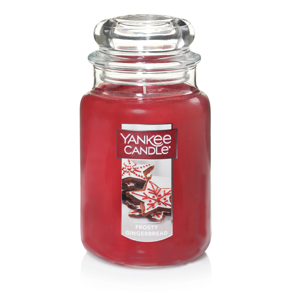 Yankee Candle Frosty Gingerbread Scented  Classic 22oz Large Jar Single Wick Candle  Over 110 Hours of Burn Time | Holiday Gifts for All