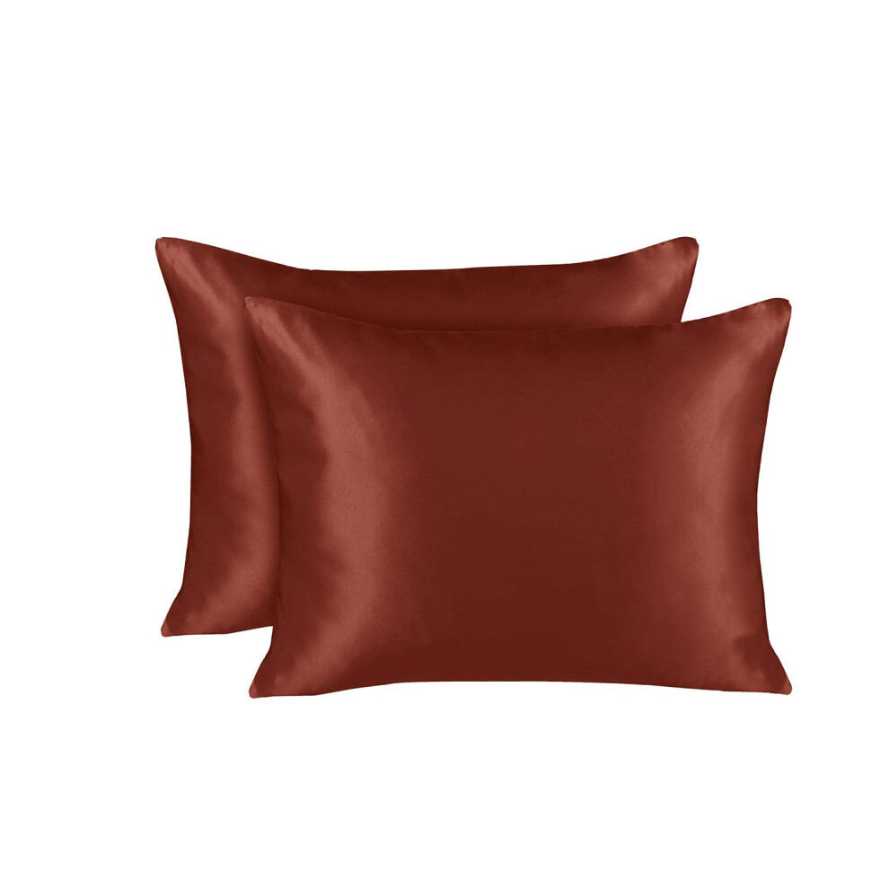 Taie d'oreiller en satin ShopBedding pour cheveux et peau, taies d'oreiller en soie - Lot de 2 taies d'oreiller en satin avec fermeture    clair, t