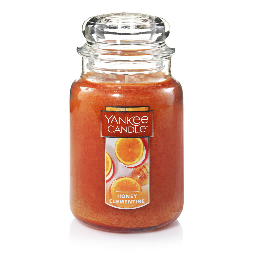 Yankee Candle Honey Clementine Scented  Classic 22oz Large Jar Single Wick Aromatherapy Candle  Over 110 Hours of Burn Time  Apothecary Jar Fall Candl