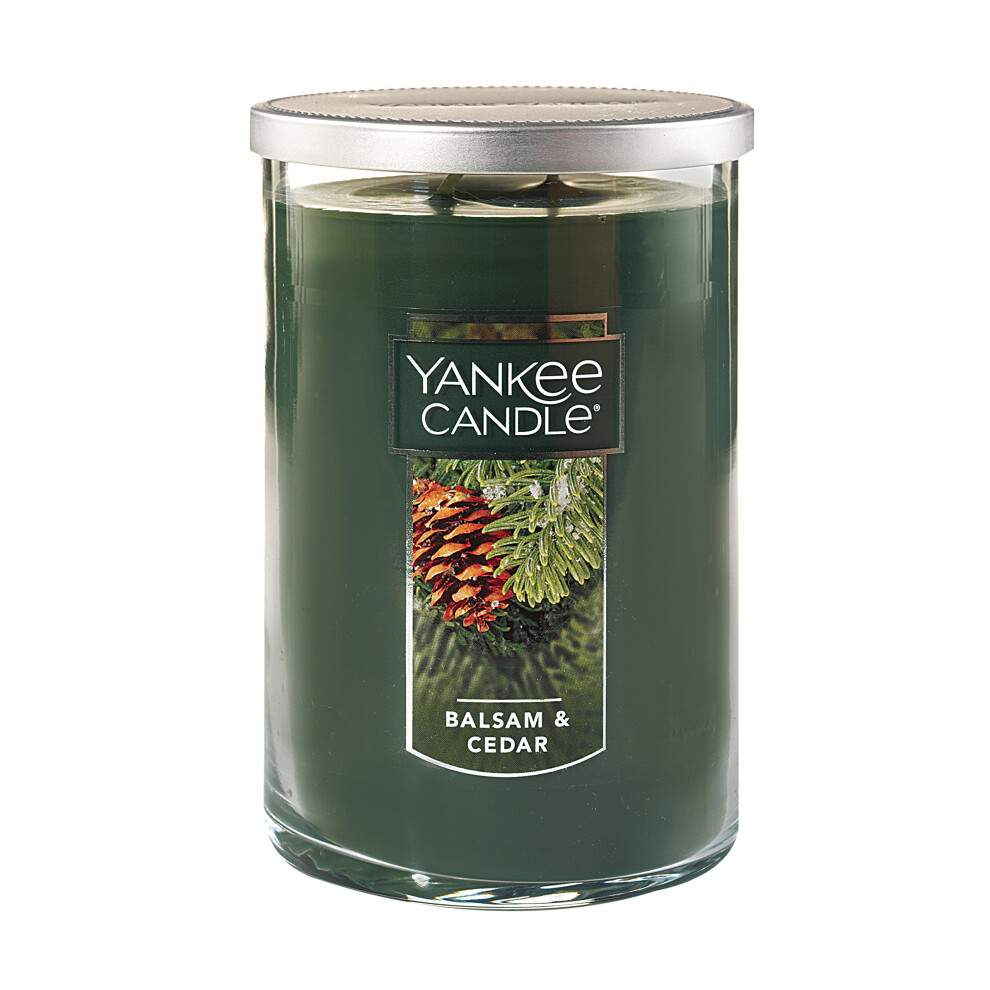 Yankee Candle Balsam & Cedar Scented  Classic Large 22oz Dual-Wick Tumbler Candle  Over 75 Hours Burn Time  Ideal for Holiday Season