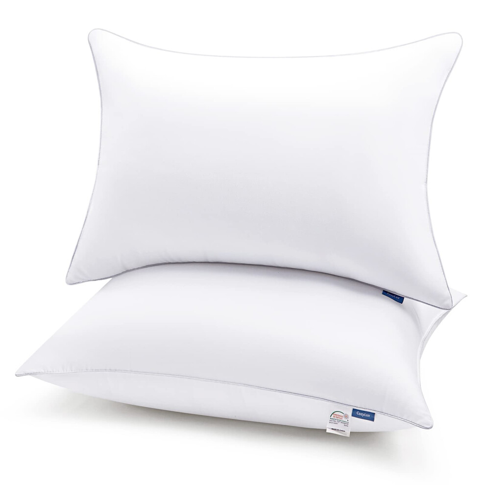 CozyLux Pillows Queen Size Set of 2 Hotel Quality Bed Pillows for Sleeping 2 Pack Cooling Pillows for Side Back and Stomach Sleepers Down Alternati