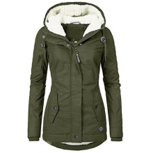 (Green, M) Waterproof Warm Hooded Winter Coat Thickend Fleece Lined Cotton Coat For Women-yujia