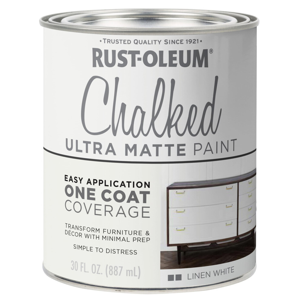 Rust-Oleum 1 qt Brands 285140 Linen White Chalked Ultra Matte Paint  30 Fl Oz (Pack of 1)