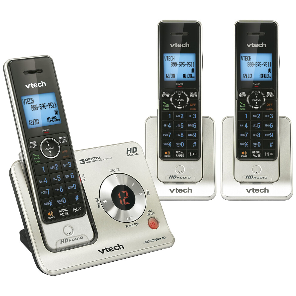 Vtech LS6425-3 Cordless Phone - DECT - 1 x Phone Line - 3 x Handset - Answering Machine - Caller ID - Speakerphone - Backlight