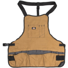 Tablier de travail Dickies 16 poches, toile durable, bords renforcés, ceinture ajustable, Gris/Tan