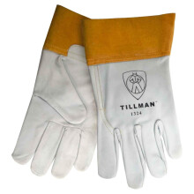 John Tillman and Co""Tillman Small 10 12"""" Pearl and Gold Top Grain Goatskin Unlined TIG Welders Gloves with 2"""" Cuff and Kevlar Thread Locking St