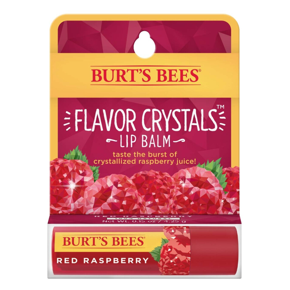 Burt's Bees Flavor Crystals 100% Natural Lip Balm  Red Raspberry with Beeswax & Fruit Extracts - 1 Tube 0.16 ounce