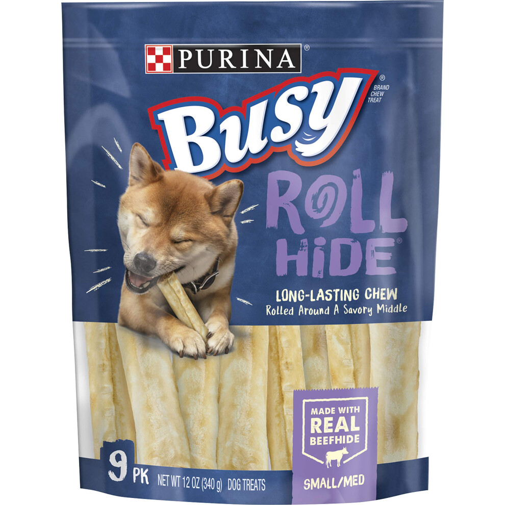 Purina Busy Rawhide Small/Medium Breed Dog Bones  Rollhide - 9 ct. Pouch