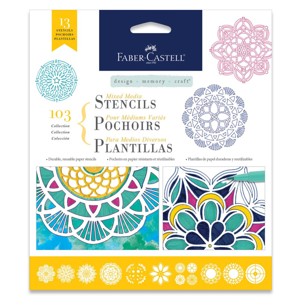 Faber-Castell Mixed Media Paper Stencils - 13 Mandala Stencils Designs  202 - Mandala