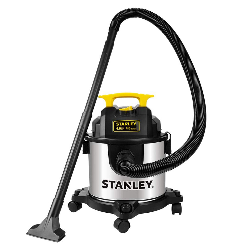 STANLEY 4 Gallon Wet Dry Vacuum  4 Peak HP Stainless Steel 3 in 1 Shop Vacuum Blower with Powerful Suction  Vacuum for Job Site  Garage  Basement  Wor