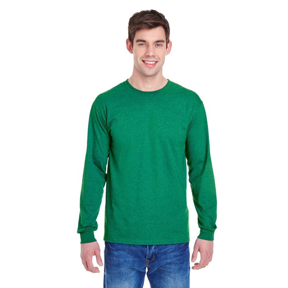 Fruit of the Loom mens 5 oz. HD Long-Sleeve T-Shirt  Retro Hthr Green  X-Large