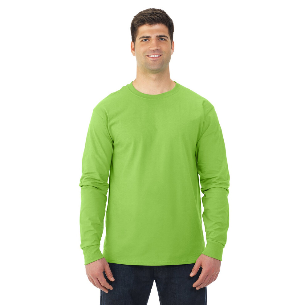 Fruit of the Loom Adult 5 oz. HD Cotton Long-Sleeve T-Shirt XL NEON GREEN