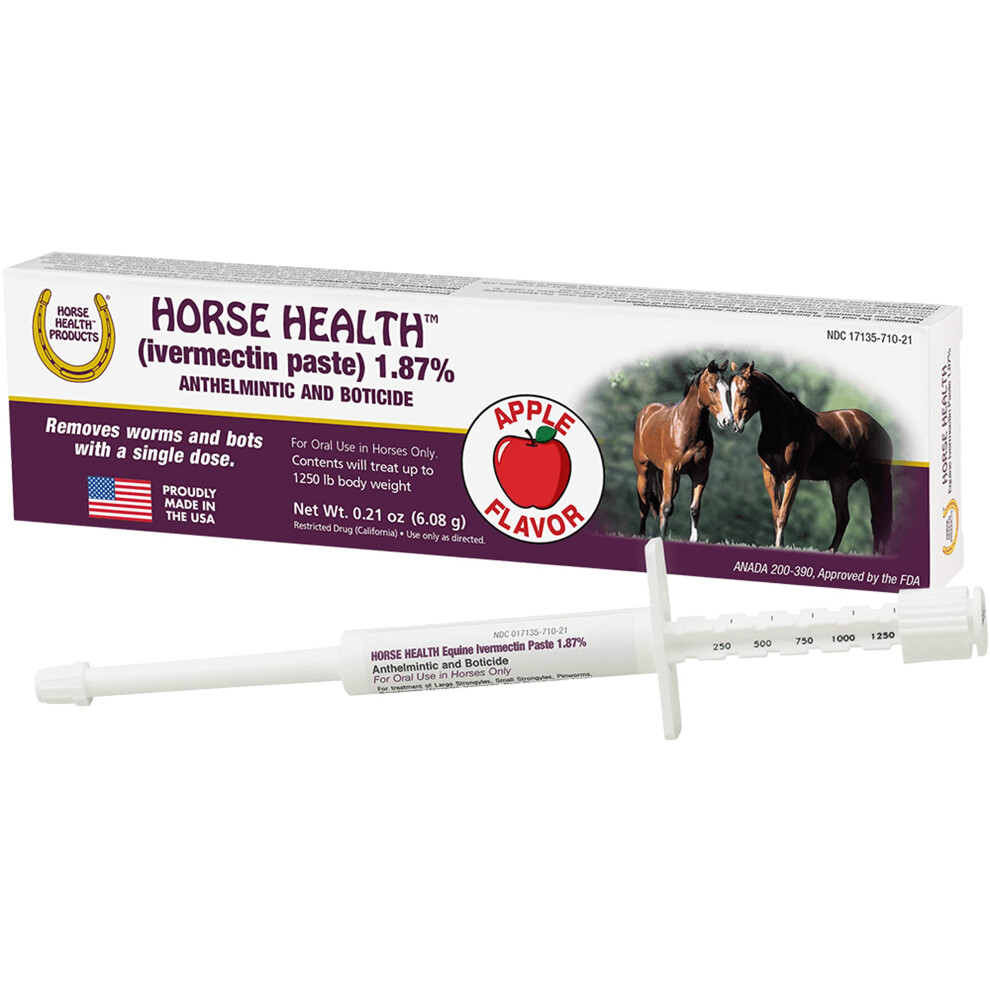 Horse Health (ivermectin paste) 1.87%  Equine Dewormer  up to 1 250 lbs 0.21 Ounces