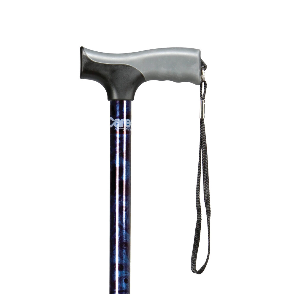 Carex Health Brands Soft Grip Walking Cane - Height Adjustable Cane with Wrist Strap - Latex Free Soft Cushion Handle  Blue Marble