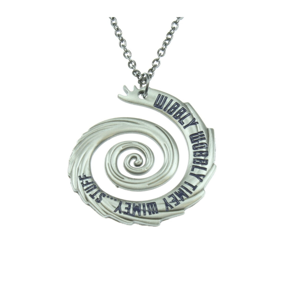 REINDEAR Doctor Who 22"" Wibbly Wobbly Timey Wimey Pendant Necklace (Silver-Tone)