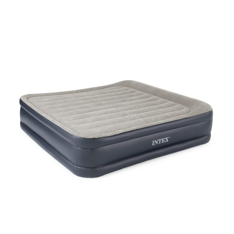 Intex Dura-Beam 16.5 Inch Deluxe Elevated Inflatable Pillow Rest Air Mattress Bed with Built-in Internal Pump  King