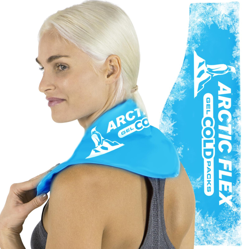 Arctic Flex Neck Ice Pack - Cold Compress Shoulder Therapy Wrap - Cool Reusable Medical Freezer Gel Pad For Swelling, Injuries, Headache, Cooler (Larg