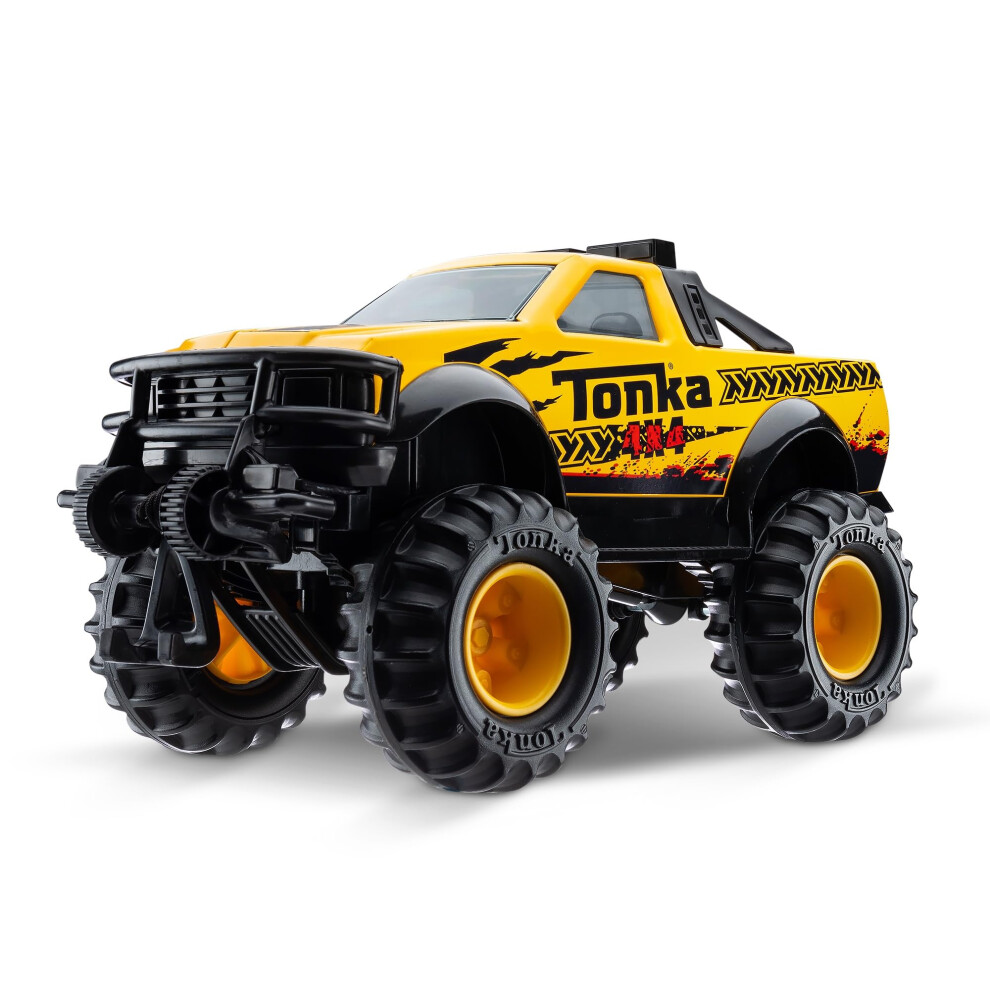 Tonka Steel Classics 4x4 Pickup Truck - Made with Steel & Sturdy Plastic  Yellow Toy Construction Truck  Boys and Girls  Kids  Toddlers  Ages 3+