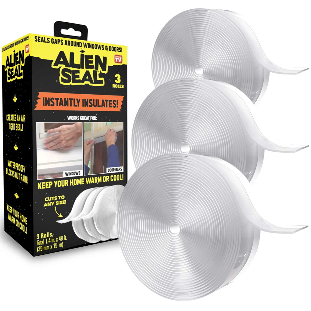 Alien Draft Seal Insulation Tape 49 Feet Transparent Silicone Weather Stripping Door Seal Strip And Under Door Draft Stopper For Window Seal And Door 080313076886